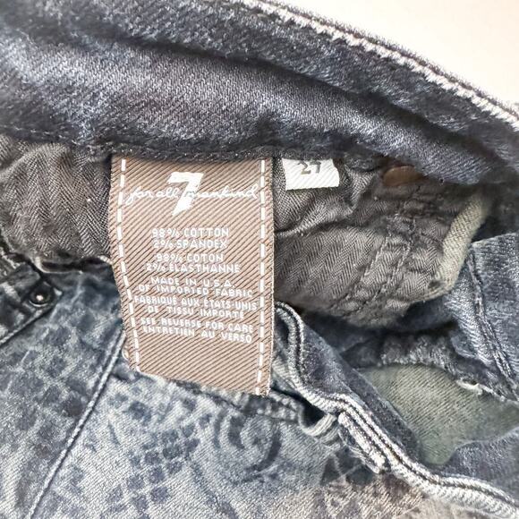 7 For All Mankind Trellis Vine Denim Patterned Print Jeans Size 27 - Picture 5 of 7